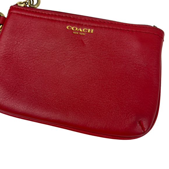 Coach Pebble Leather Wristlet Red - Picture 5 of 10